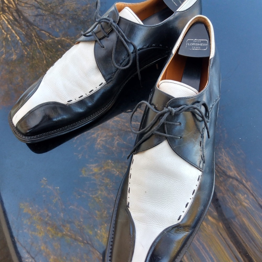 Brass Boot Men's Black&White Italy Dress Laceup Shoes Size 13M (47)